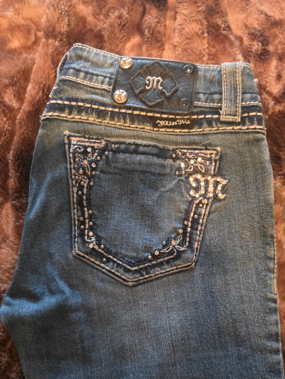 Miss Me Blue Embellished Skinny Jeans